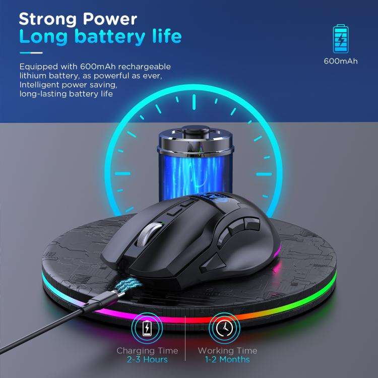 MKESPN W10 Tri-Mode Wireless Gaming Mouse 2400DPI with 9 Programmable Buttons, RGB Lighting, Type...