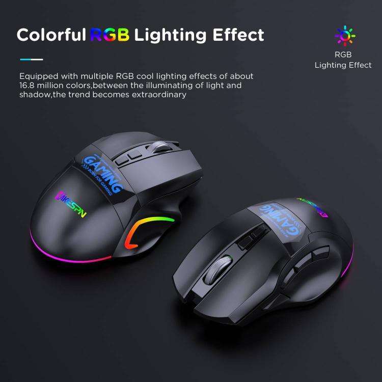 MKESPN W10 Tri-Mode Wireless Gaming Mouse 2400DPI with 9 Programmable Buttons, RGB Lighting, Type...