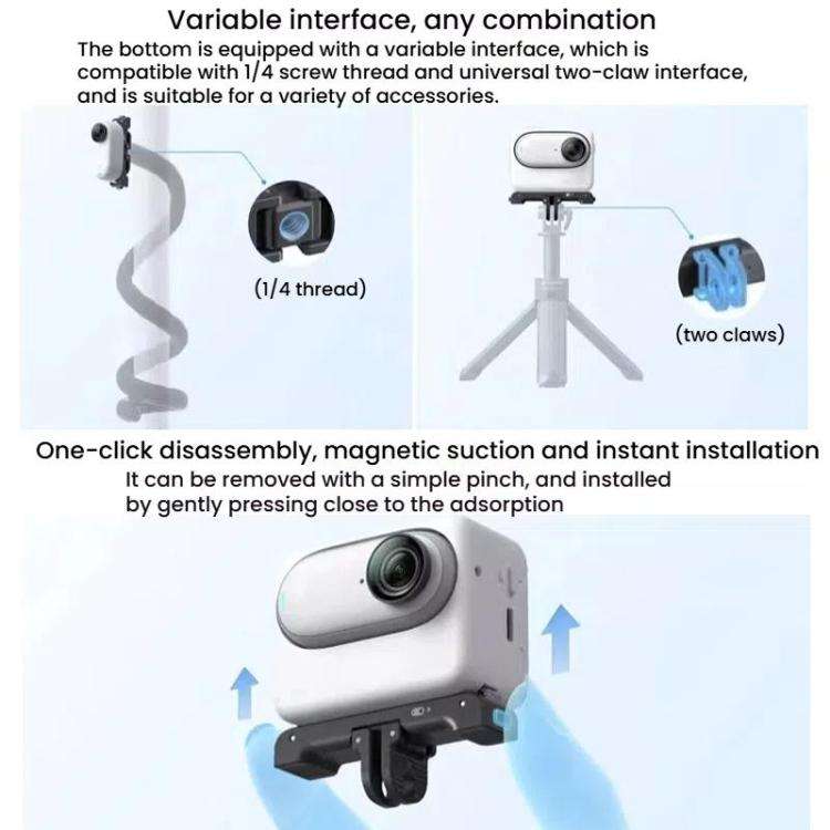 For Insta360 GO 3 / 3S HEPAIL AC-08 Aluminium Alloy Magnetic Quick Release Base