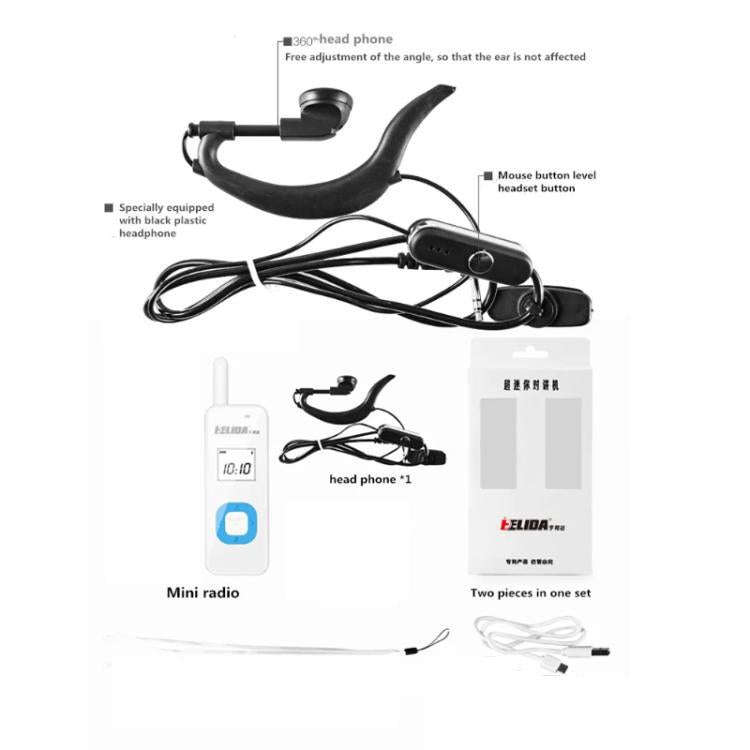 HELIDA T-M1 Mini Portable Rechargeable Two-Way Radio 22 Channels Compact Walkie Talkie US Plug Black