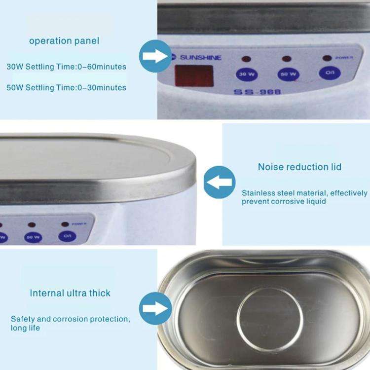 SUNSHINE 968 Mini Jewellery Glasses Cleaner Ultrasonic Cleaner EU Plug