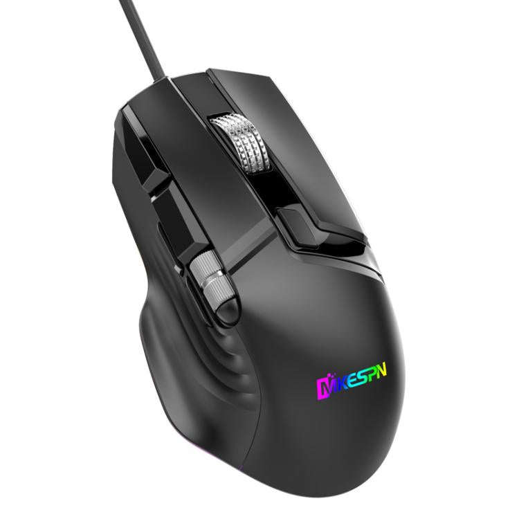 MKESPN X13 RGB Full Speed Wired Gaming Mouse 12400 DPI 10-Key Dual Scroll Wheel Swing Macro Progr...