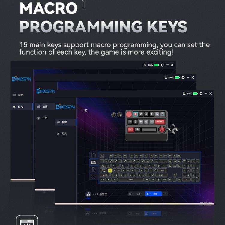 15-Key Wireless Tri-Mode Mechanical Gaming Keyboard Hot-Swappable, RGB Backlit, Macro Programmabl...