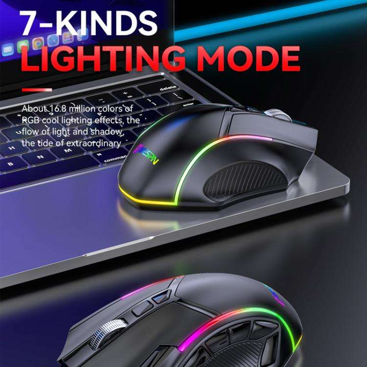 MKESPN W605 Triple-Mode 24000 DPI 12-key Wireless Gaming Mouse Macro Customization(Black)
