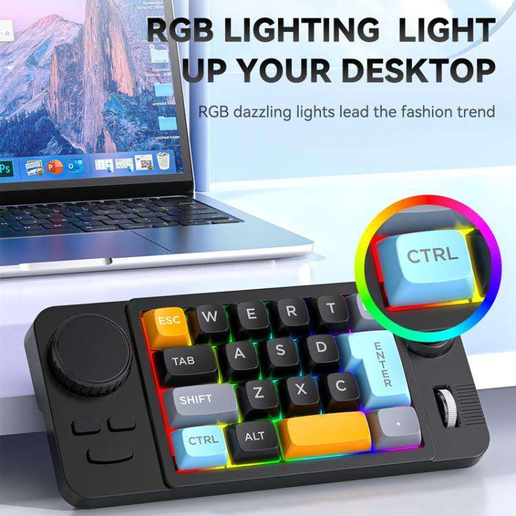 MKESPN  19-Key USB-C Wired Gaming Keyboard Macro Programmable Hot-Swappable Design with Control K...