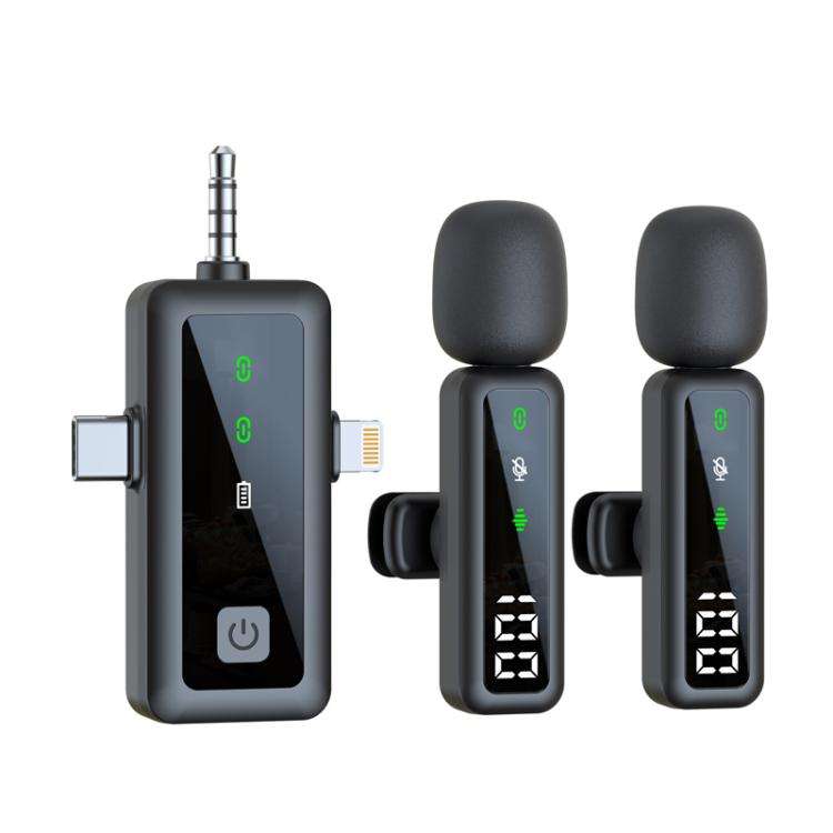 H68 3 In 1 Dual Mic Live Noise Reduction Video Shooting Mini Mobile Phone Microphone Digital Wire...