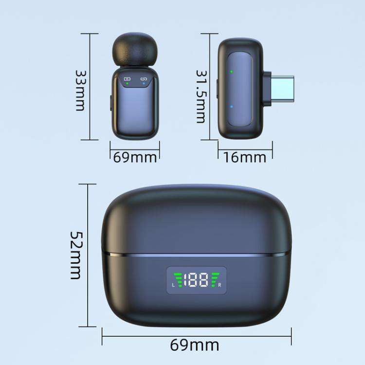 8 Pin Dual Microphone Mini Wireless Finger Clip Microphone Mobile Phone Live Noise Reduction Blue...
