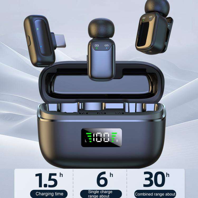 Type-C Dual Microphone Mini Wireless Finger Clip Microphone Mobile Phone Live Noise Reduction Blu...