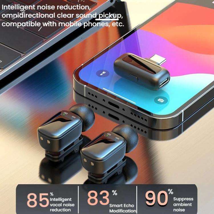 Type-C Dual Microphone Mini Wireless Finger Clip Microphone Mobile Phone Live Noise Reduction Blu...