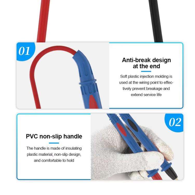SUNSHINE SS-024B Replaceable Stainless Steel Probe Tips Soft Silicone Multimeter Probe Tips