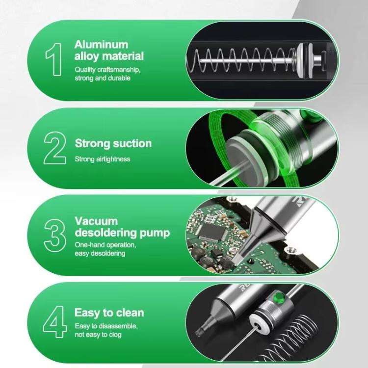 RELIFE RL-084 Pro Powerful Aluminium Alloy Solder Sucker Manual Solder Residue Sucker