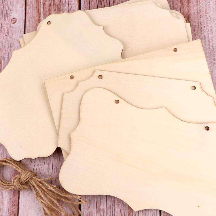 12-In-1 Wooden Hanging Sign Set With String DIY Ornaments, Handmade Craft Kits For Holiday Home D...