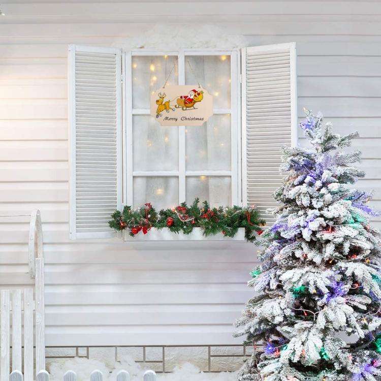 12-In-1 Wooden Hanging Sign Set With String DIY Ornaments, Handmade Craft Kits For Holiday Home D...