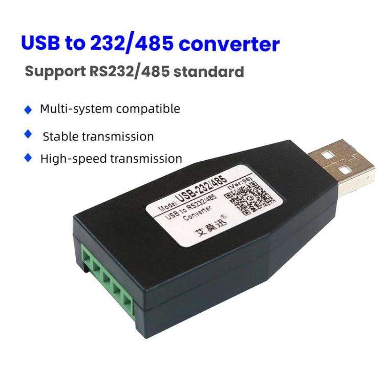 AMSAMOTION USB to RS232/485 Converter Adapter for Industrial Automation, PLC, POS(Black)