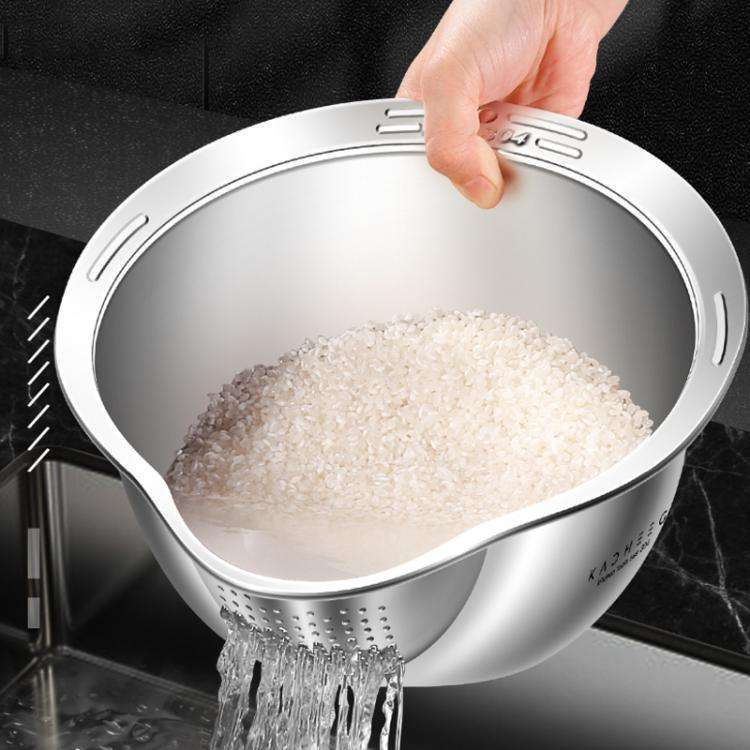 Kacheeg 304 Stainless Steel Multi-Purpose Colander, Vegetable & Rice Strainer, Washing Basket 24cm