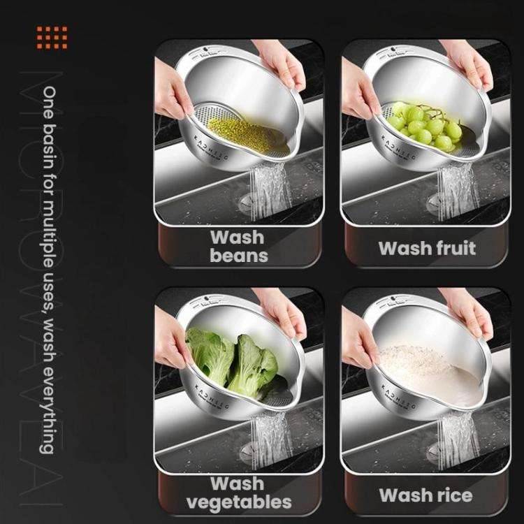 Kacheeg 304 Stainless Steel Multi-Purpose Colander, Vegetable & Rice Strainer, Washing Basket 24cm