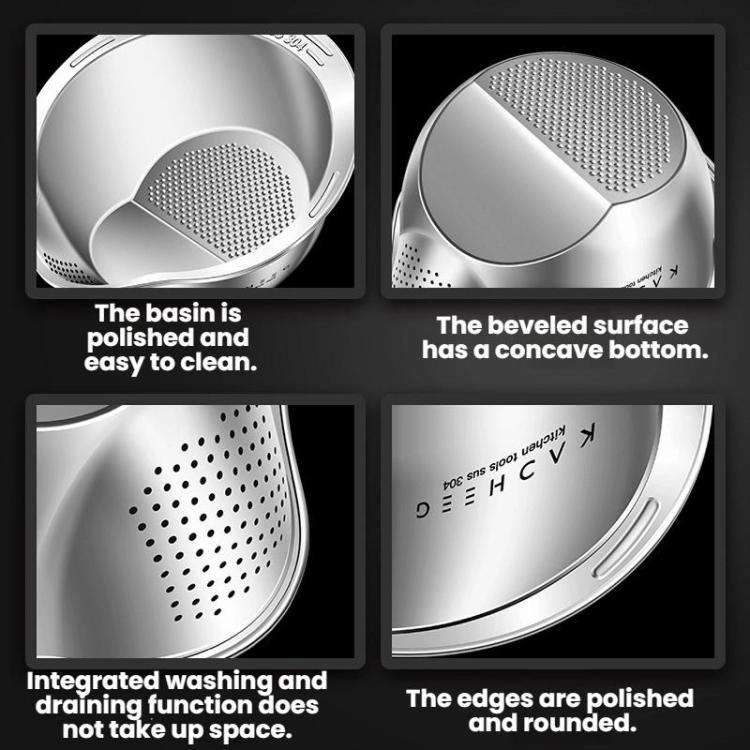 Kacheeg 304 Stainless Steel Multi-Purpose Colander, Vegetable & Rice Strainer, Washing Basket 24cm