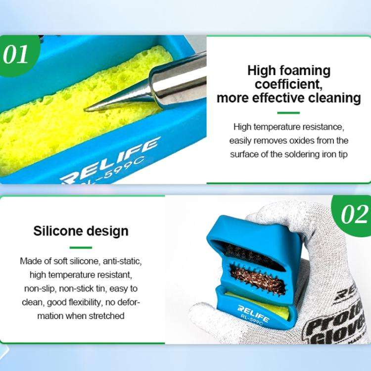 RELIFE RL-599C 3 In 1 Soldering Iron Cleaner Soldering Iron Tip Tin Residue High Temperature Resi...
