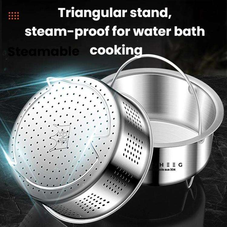Kacheeg 304 Stainless Steel Steamer Basket for Rice Cooker/Pots with Handles & Stand Perforated 22cm