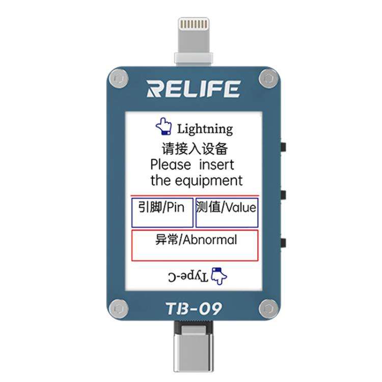 RELIFE TB-09 Type-C / 8 Pin Tail Plug Tester Automatically Locks Fault Points