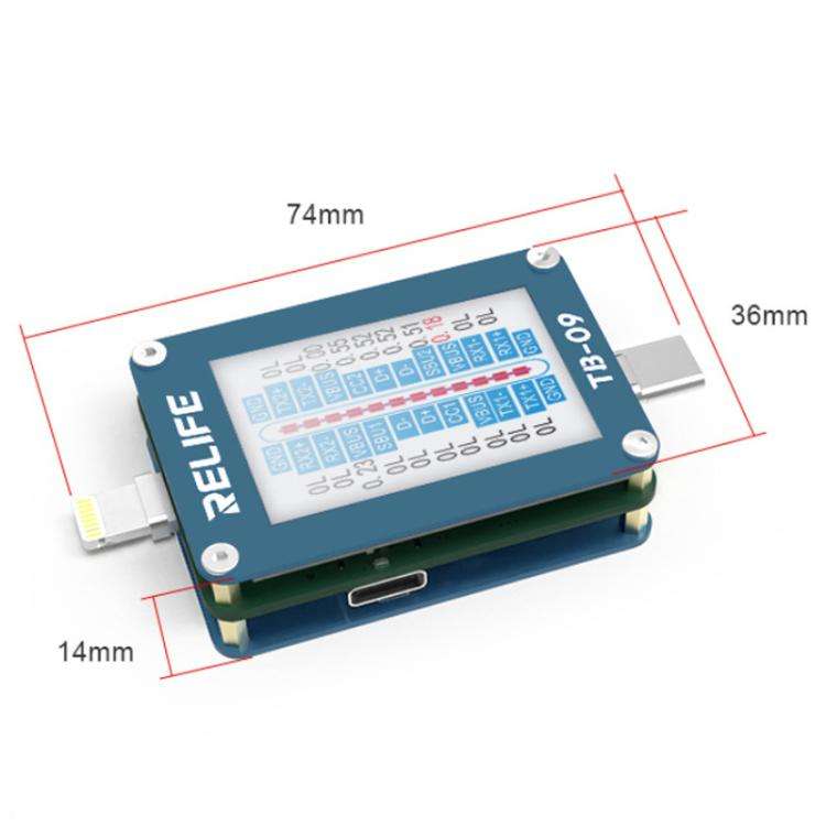 RELIFE TB-09 Type-C / 8 Pin Tail Plug Tester Automatically Locks Fault Points