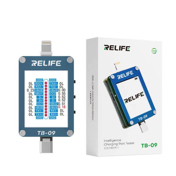 RELIFE TB-09 Type-C / 8 Pin Tail Plug Tester Automatically Locks Fault Points