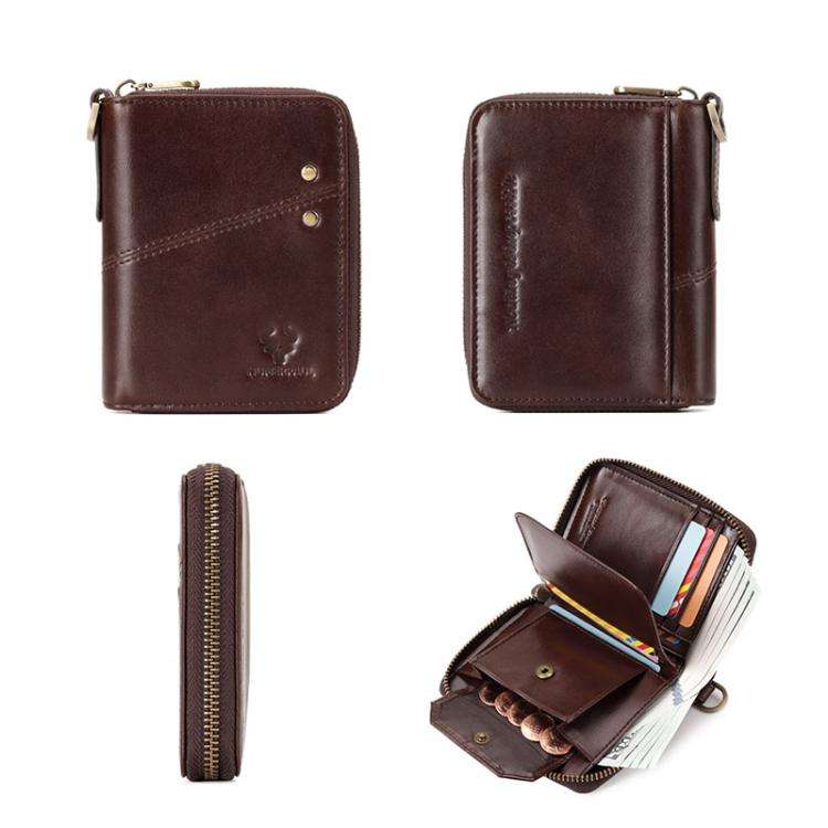 HUMERPAUL BP783 Unisex Short Leather Wallet With RFID Multi-Card Holder(Red)