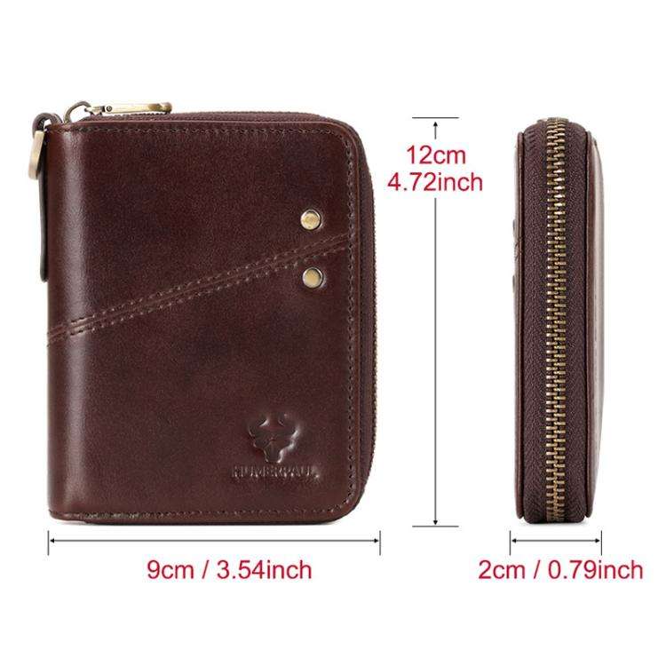 HUMERPAUL BP783 Unisex Short Leather Wallet With RFID Multi-Card Holder(Red)
