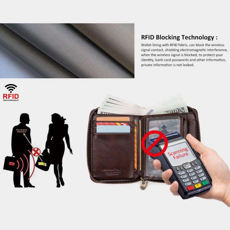HUMERPAUL BP783 Unisex Short Leather Wallet With RFID Multi-Card Holder(Red)