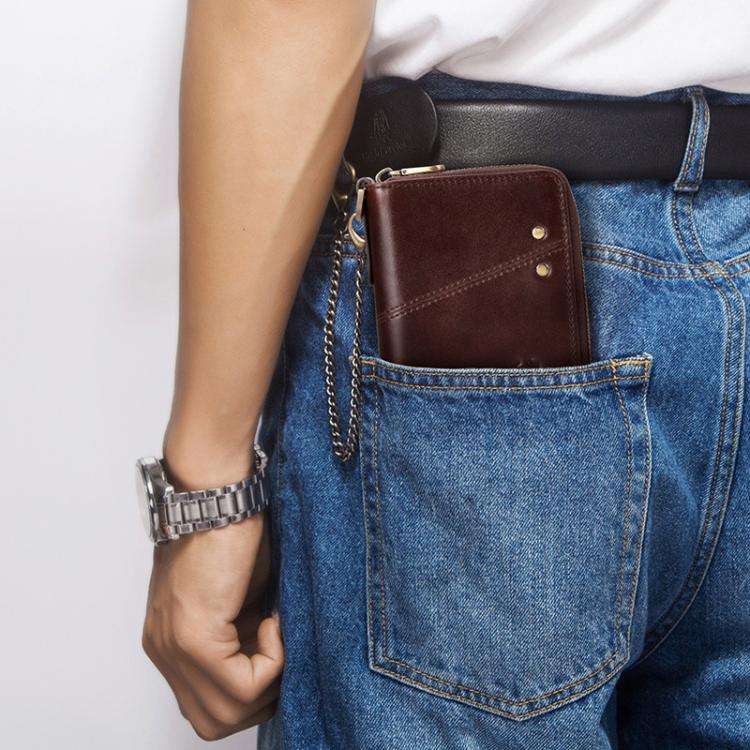 HUMERPAUL BP783 Unisex Short Leather Wallet With RFID Multi-Card Holder(Brown)