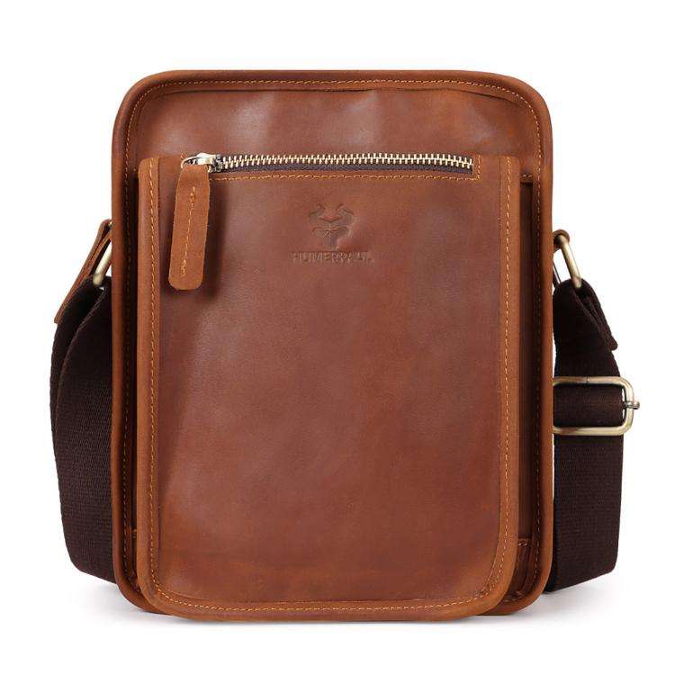 HUMERPAUL MH702 Men Vertical Crossbody Bag Casual Leather Shoulder Bag(Light Brown)