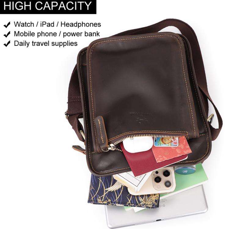 HUMERPAUL MH702 Men Vertical Crossbody Bag Casual Leather Shoulder Bag(Light Brown)