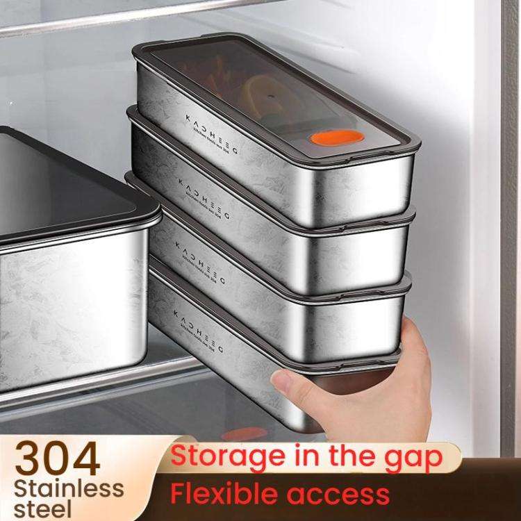 Kacheeg Stainless Steel Slim Rectangular Food Storage Container 304 Narrow Space-Saving Fridge Or...