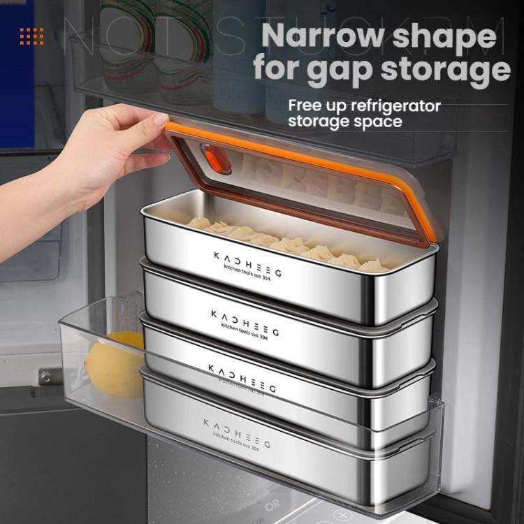 Kacheeg Stainless Steel Slim Rectangular Food Storage Container 304 Narrow Space-Saving Fridge Or...