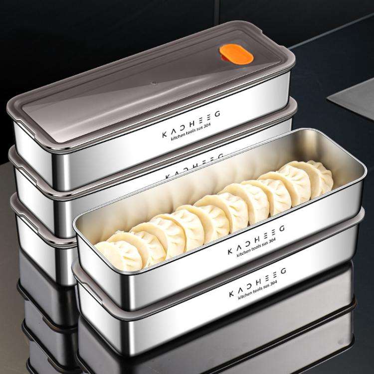 Kacheeg Stainless Steel Slim Rectangular Food Storage Container 304 Narrow Space-Saving Fridge Or...
