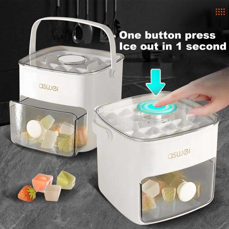 Kacheeg 2-In-1 Double Layer Ice Cube Tray With Storage Container Easy Push Release Mold(White)