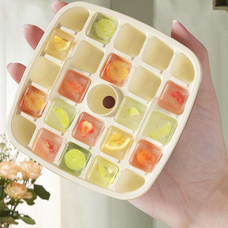 Kacheeg 2-In-1 Double Layer Ice Cube Tray With Storage Container Easy Push Release Mold(White)
