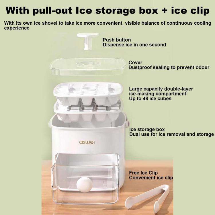 Kacheeg 2-In-1 Double Layer Ice Cube Tray With Storage Container Easy Push Release Mold(White)