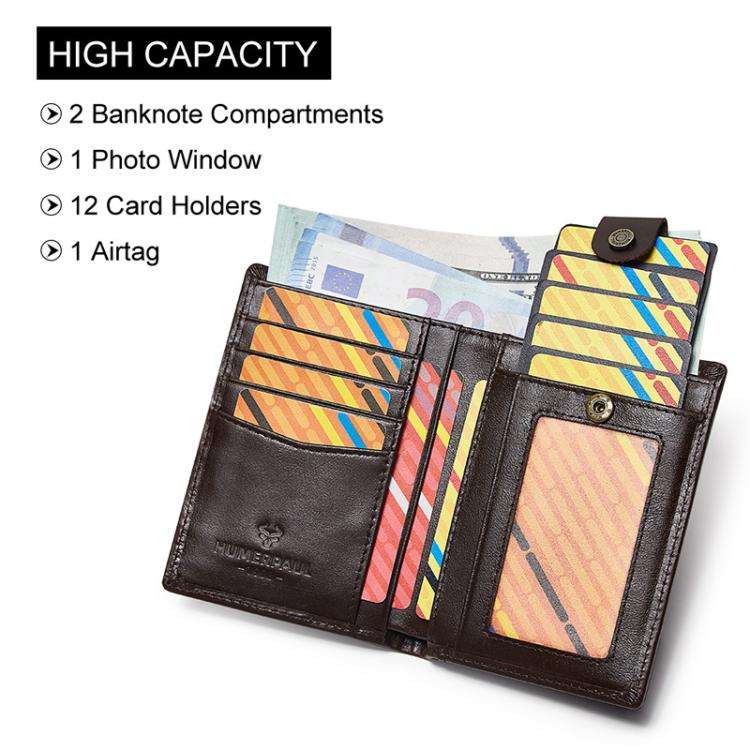 Compatible With Airtag HUMERPAUL BP798 Leather Wallet With Tracker Hole RFID Pull-Out Card Holder...