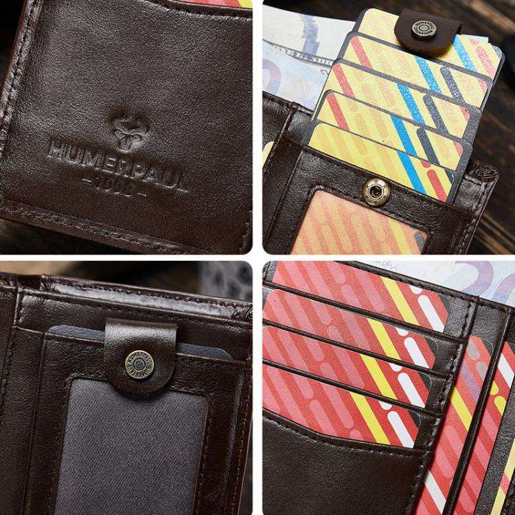 Compatible With Airtag HUMERPAUL BP798 Leather Wallet With Tracker Hole RFID Pull-Out Card Holder...
