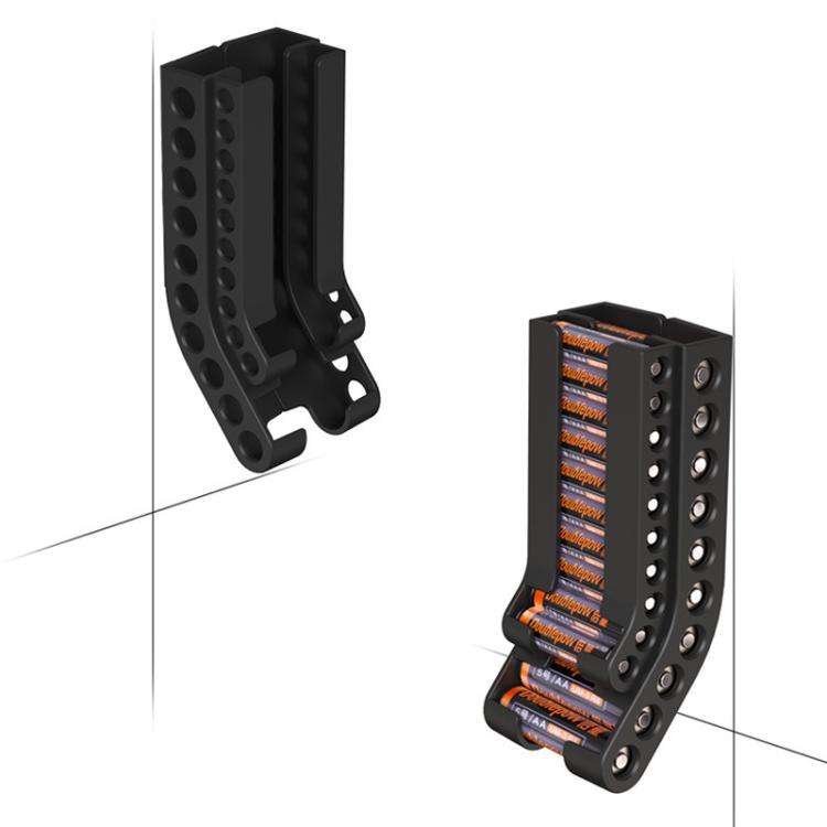 Wall-Mounted Battery Organizer Holds 10 AA & 10 AAA Batteries Space-Saving Battery Storage Rack(B...