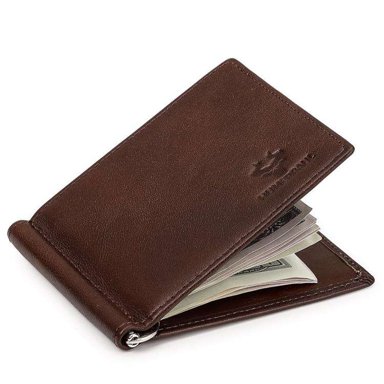 HUMERPAUL BP827 Simple Leather Wallet Lightweight Men Card Holder(Brown)