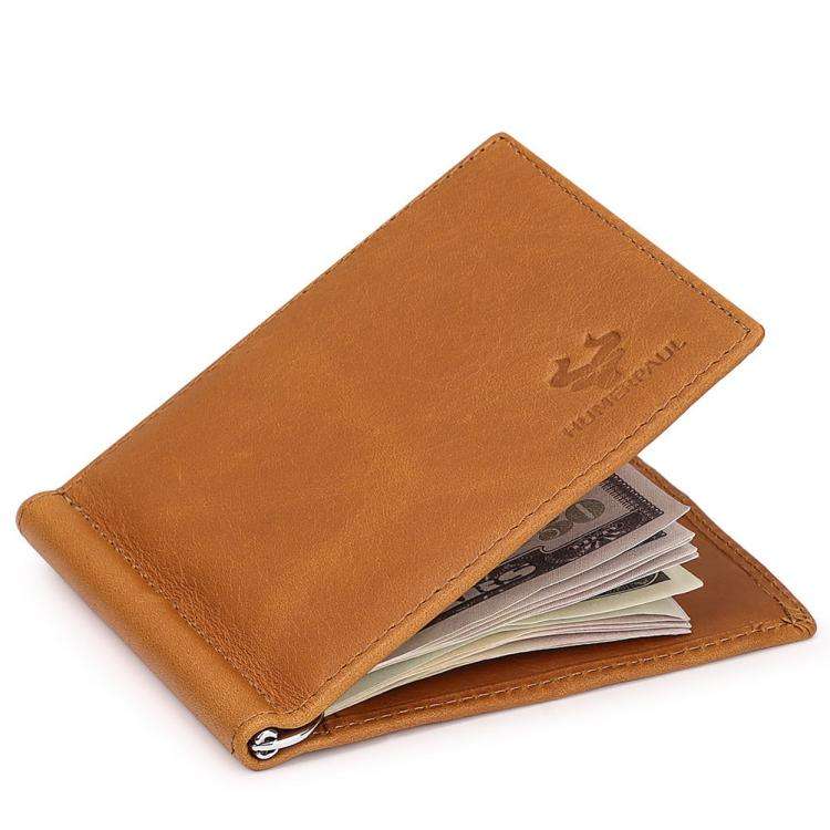 HUMERPAUL BP827 Simple Leather Wallet Lightweight Men Card Holder(Light Brown)