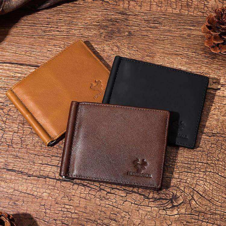 HUMERPAUL BP827 Simple Leather Wallet Lightweight Men Card Holder(Light Brown)