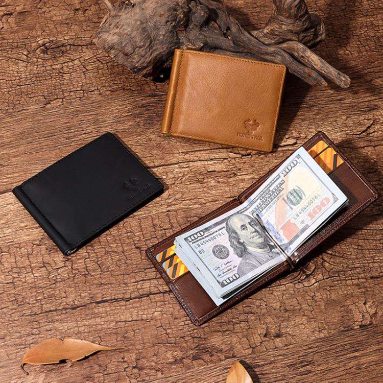HUMERPAUL BP827 Simple Leather Wallet Lightweight Men Card Holder(Black)