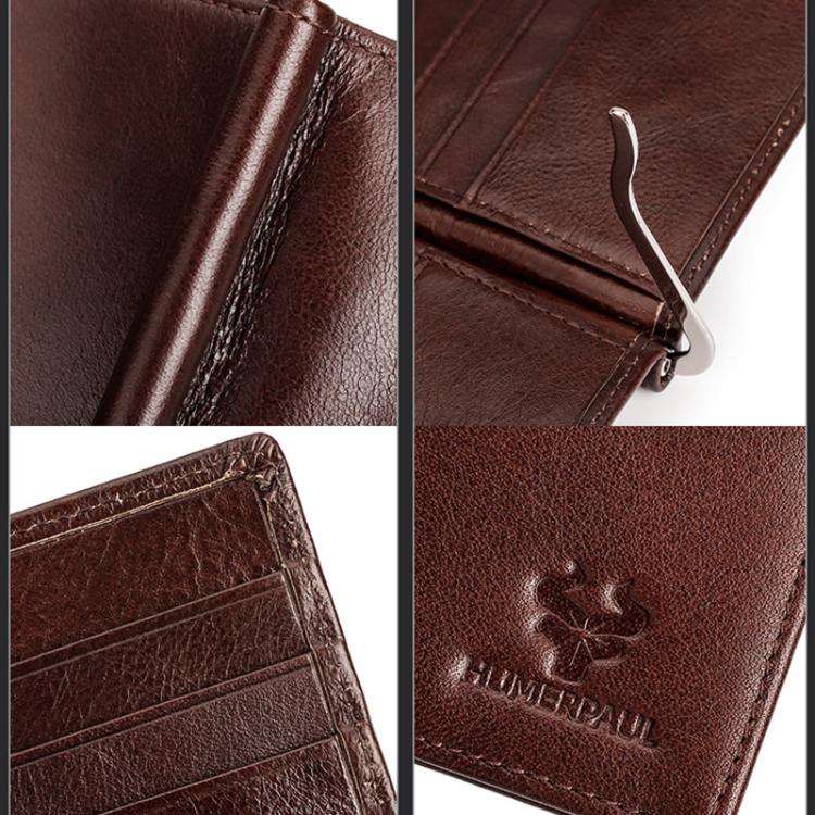 HUMERPAUL BP827 Simple Leather Wallet Lightweight Men Card Holder(Brown)