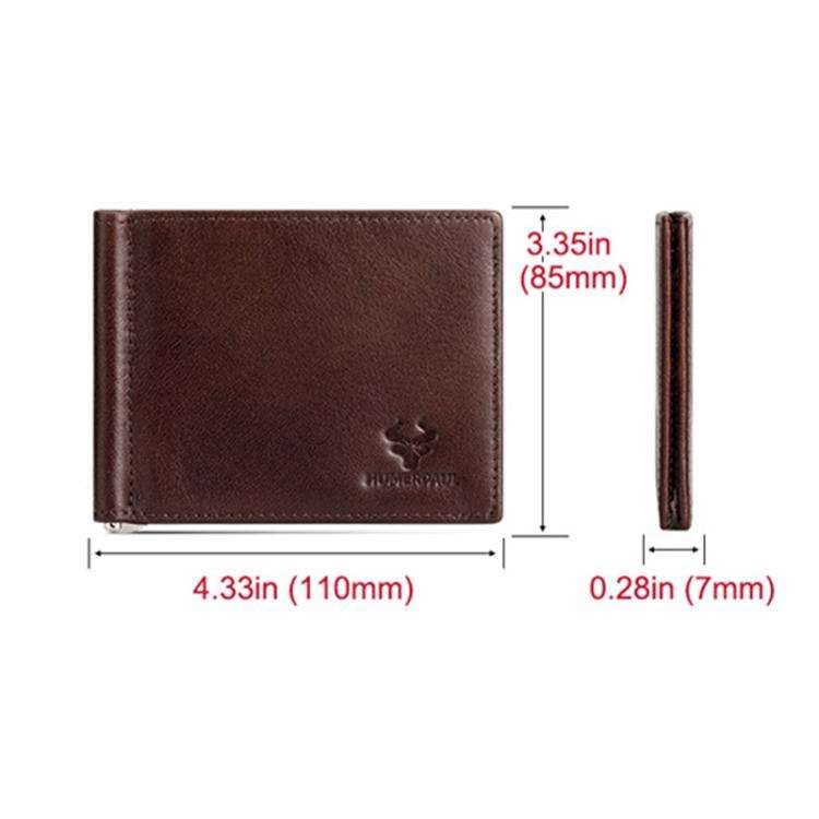 HUMERPAUL BP827 Simple Leather Wallet Lightweight Men Card Holder(Black)