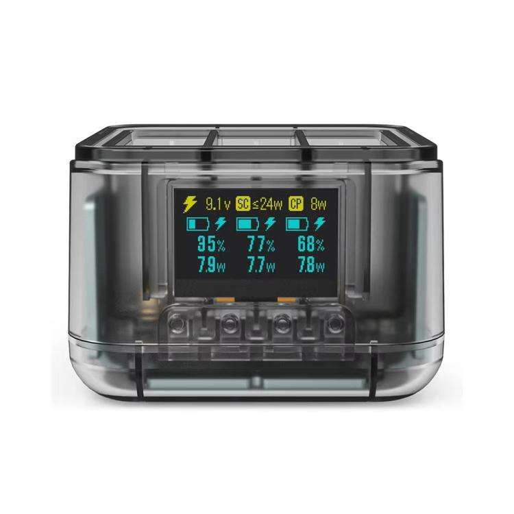 For GoPro HERO13 Black Triple Battery Charger Smart Charging Dock With OLED Display(Transparent B...