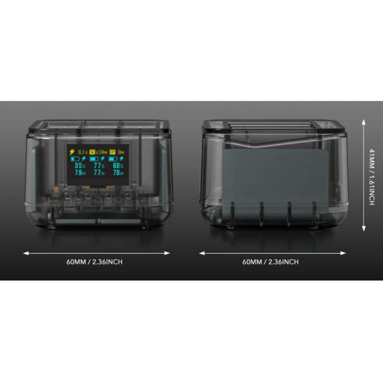 For GoPro HERO13 Black Triple Battery Charger Smart Charging Dock With OLED Display(Transparent B...