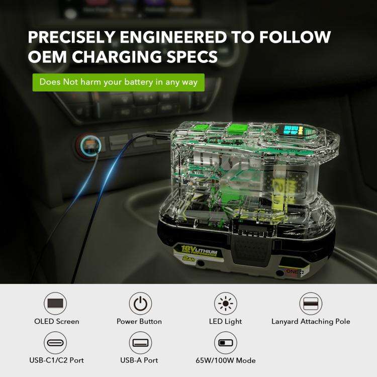 For RYOBI 18V Lithium Battery 100W Fast Charger & 145W Discharge Power Station PSC Pro Max